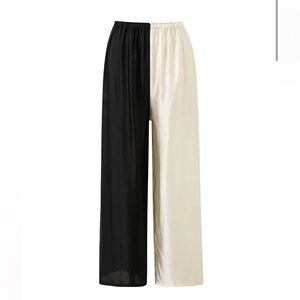 NWT fashion brand company satin two toned pants black ivory medium